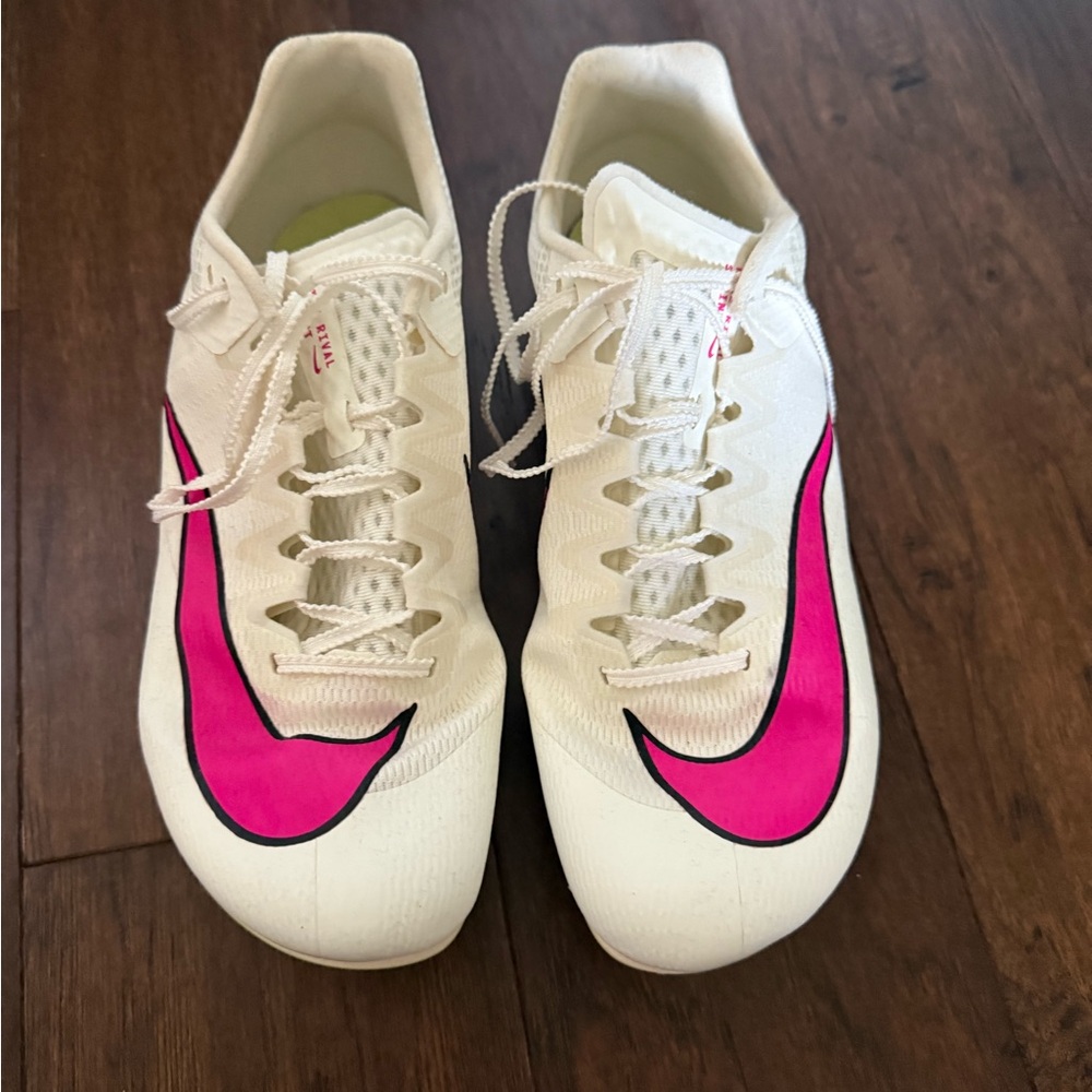 Nike Women's White and Pink Track Shoes